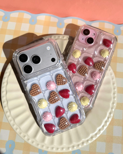 Charm Puff Bits - Strawberry Heart Waffle