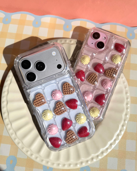 Charm Puff Bits - Strawberry Heart Waffle