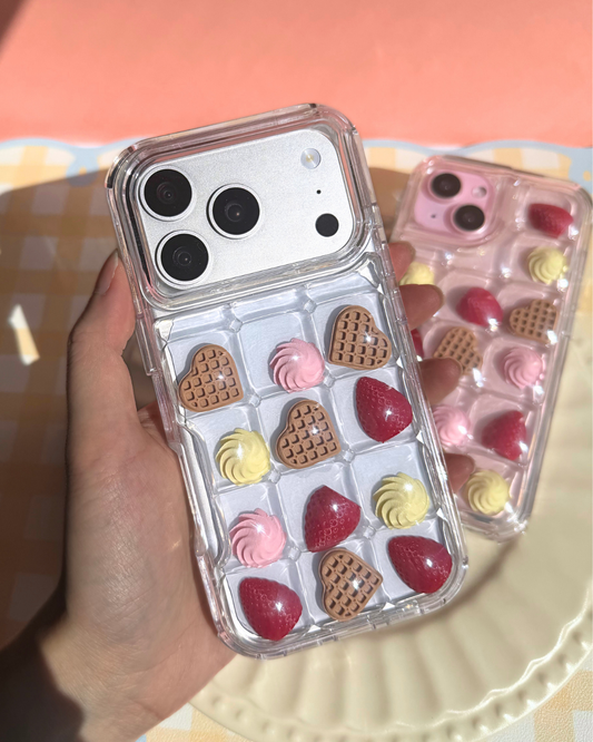 Charm Puff Bits - Strawberry Heart Waffle