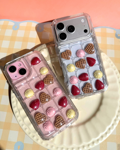 Charm Puff Bits - Strawberry Heart Waffle
